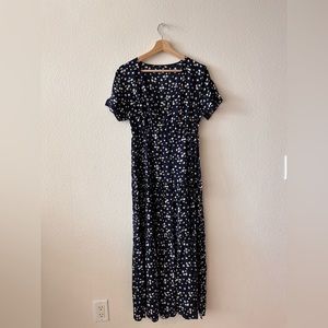 Boho Floral-Print V-Neck Cinch Above Waist Long Dress